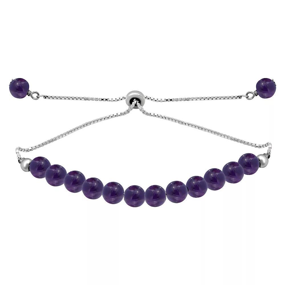 Aleure Precioso Gemstone Bead Frontal Adjustable Bracelet, Women's, Size: 10", Purple Product Image