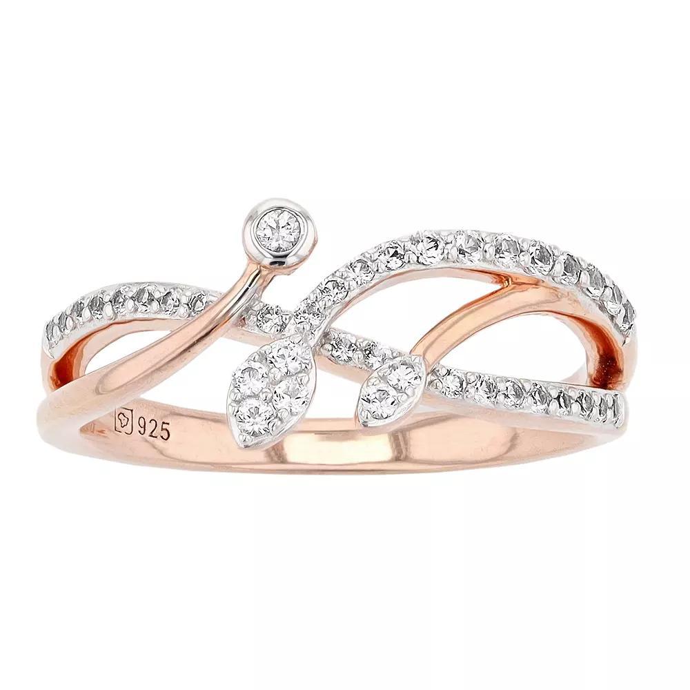 14k Rose Gold Over Silver Lab-Created White Sapphire Ring, Women's, Size: 8, 14k Pink Plated Product Image