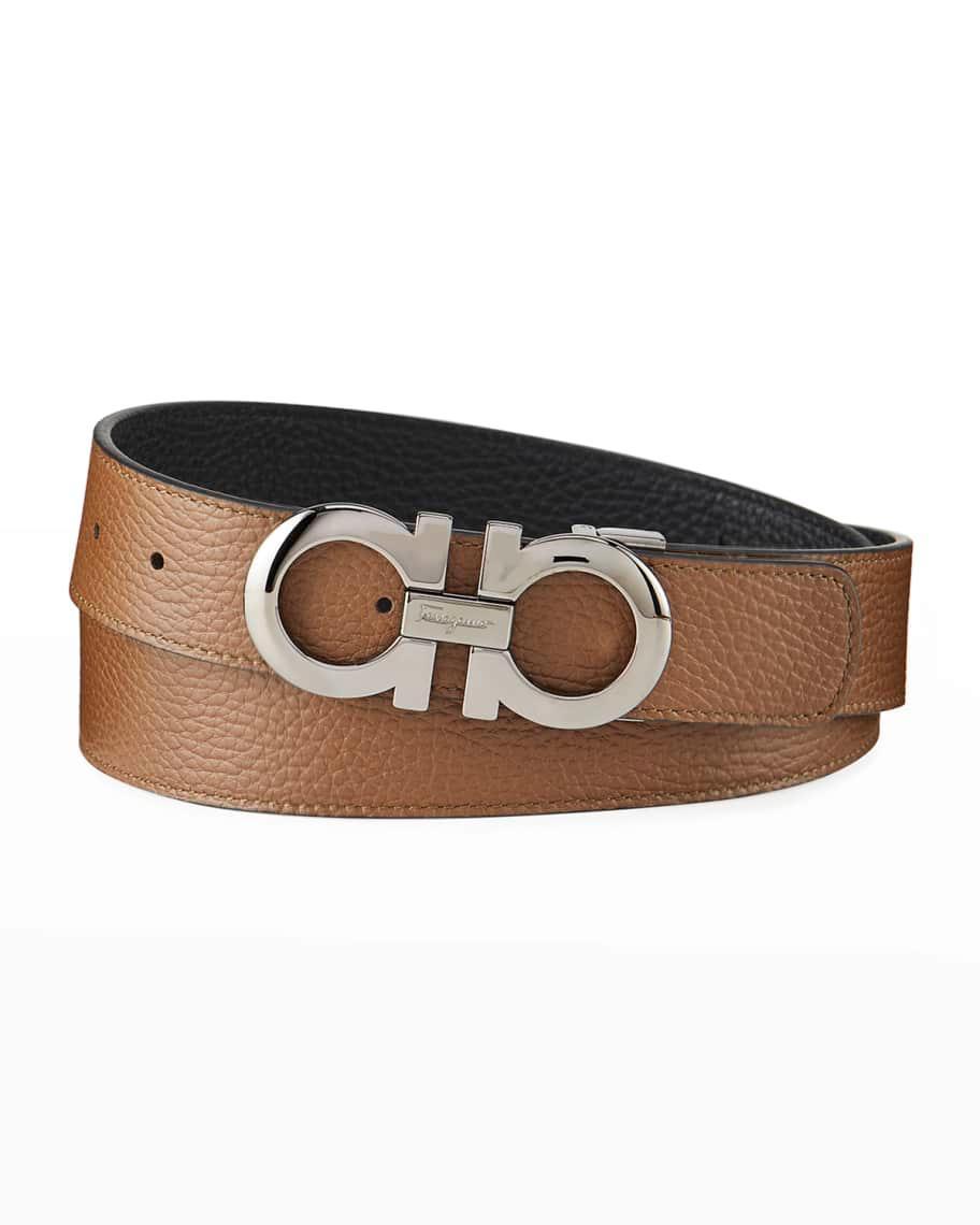 Mens Gancini Reversible Pebbled Leather Belt Product Image