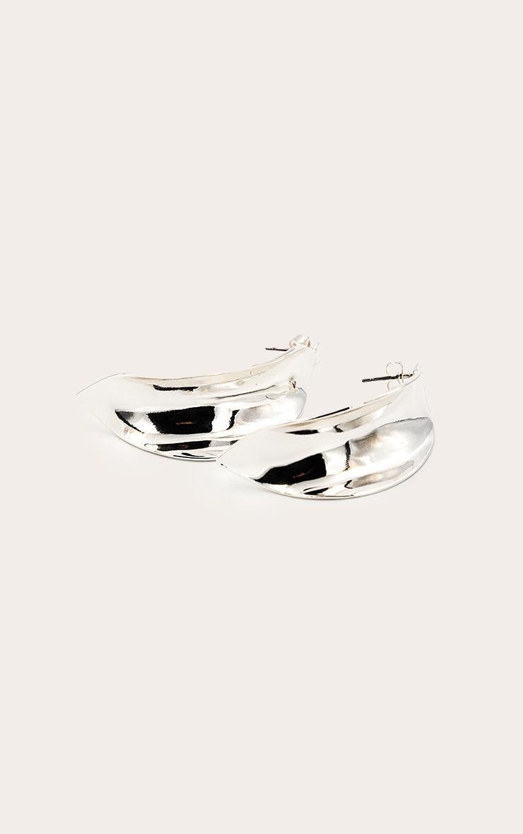 Silver Smooth Scooped Leaf Earrings Product Image
