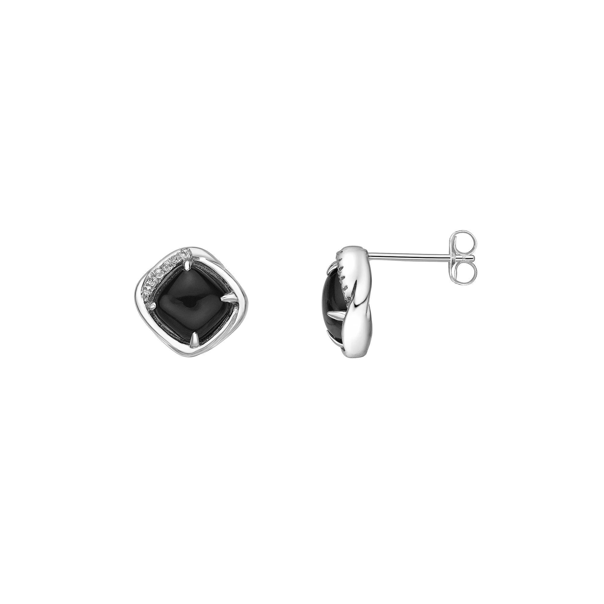 Gemminded Sterling Silver Black Onyx Cushion-Cut Stud Earrings, Women's Product Image