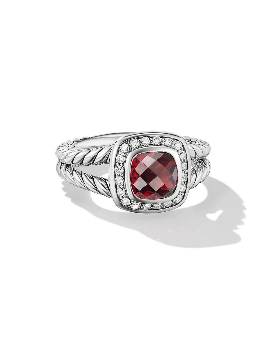 Petite Albion Ring with Gemstone and Diamonds in Silver, 7mm Product Image