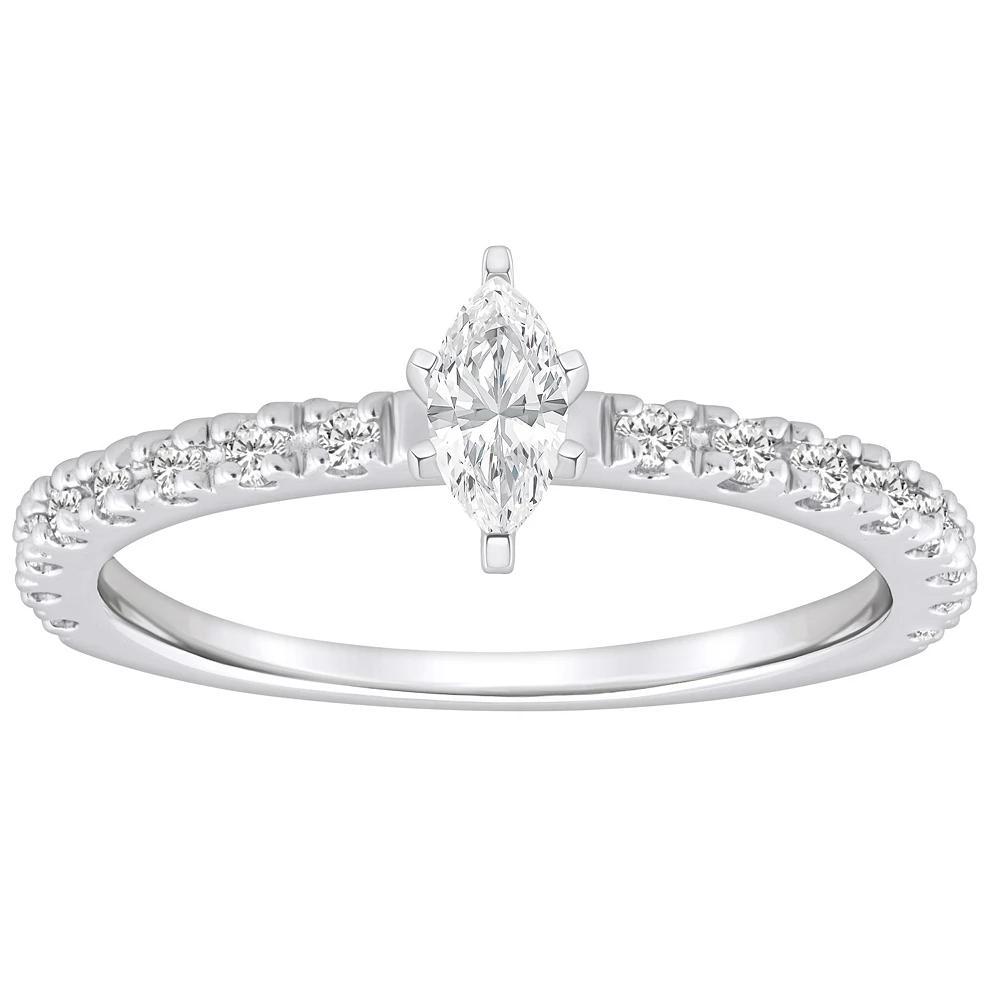 Alyson Layne 14k Gold 1/2 Carat T.W. Diamond Marquise-Cut Embellished Band Engagement Ring, Women's, Size: 9.50, 14k Two Tone Rose Gold Product Image
