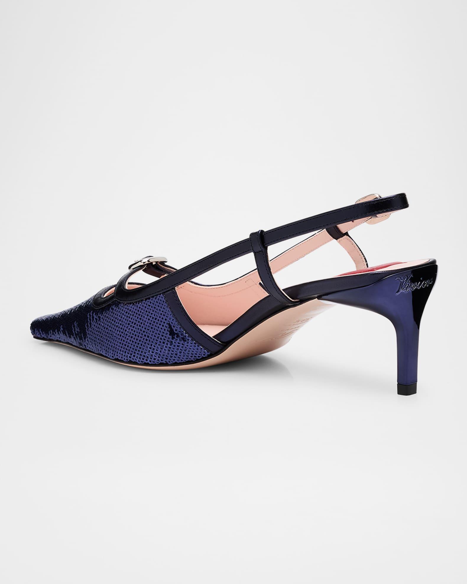 Sequin Buckle Slingback Pumps Product Image