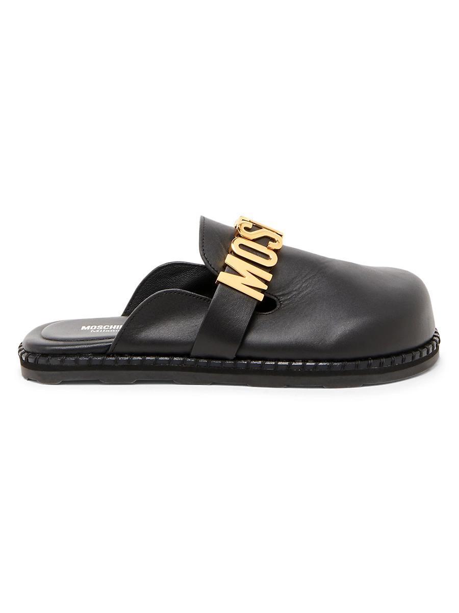 Womens Sporty Logo-Accented Leather Mules Product Image