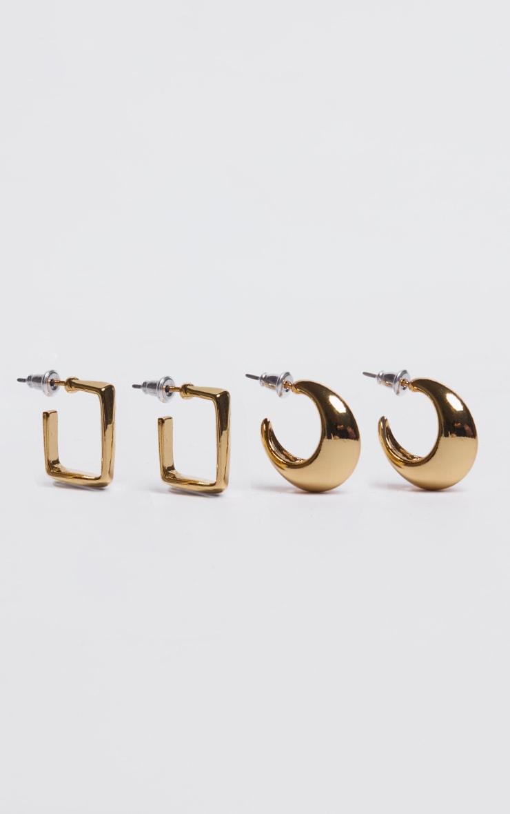 Gold Plated Abstract Multipack Hoop Earrings Product Image