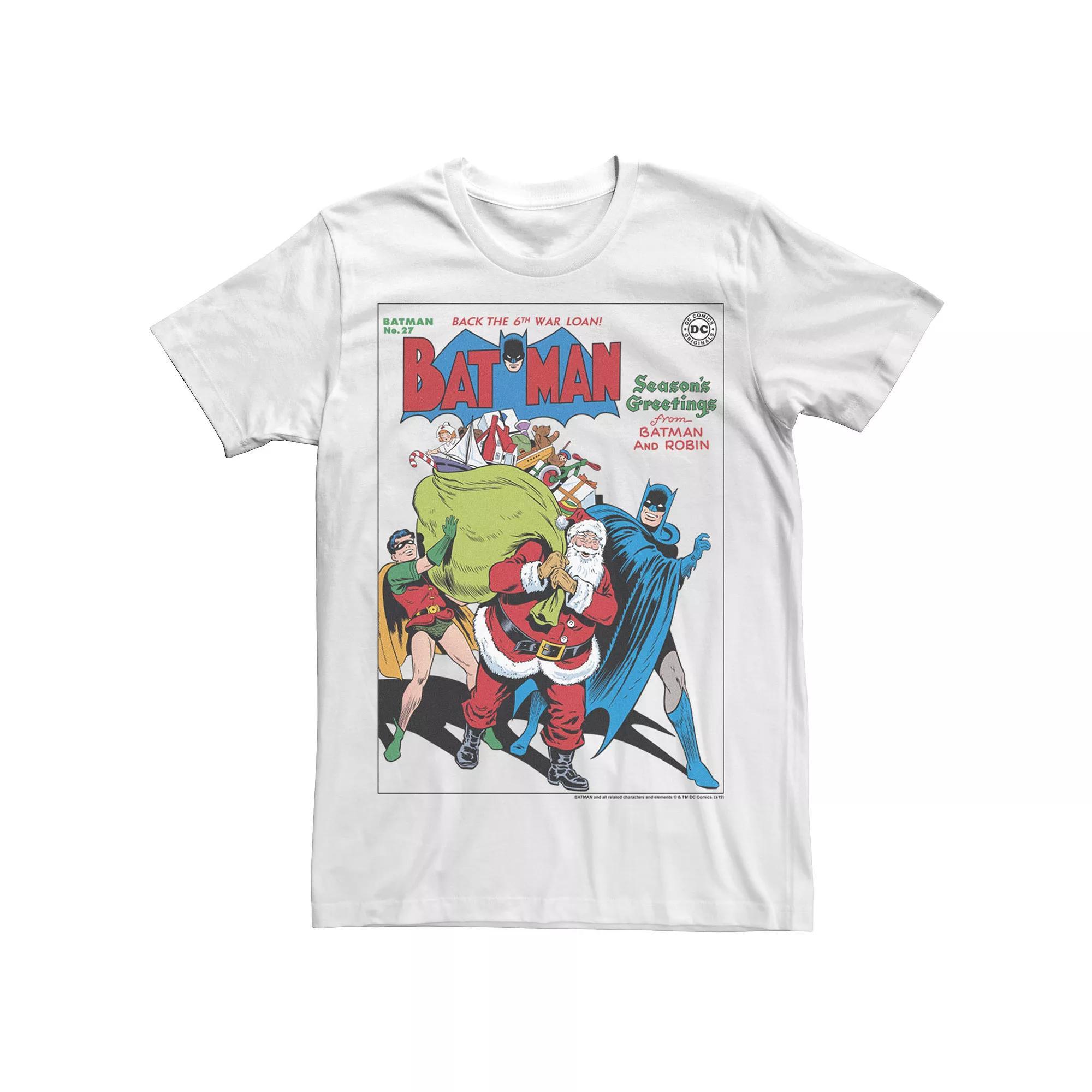 Men's DC Comics Seasons Greetings From Batman And Robin Christmas Tee, Size: Large, Kelly Product Image