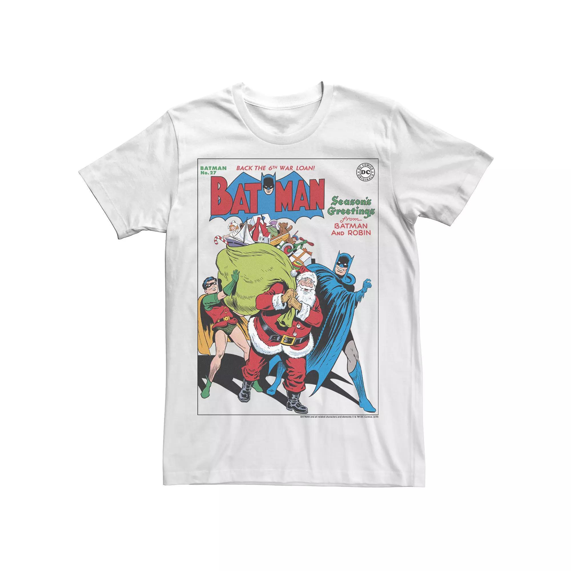 Men's DC Comics Seasons Greetings From Batman And Robin Christmas Tee, Size: Large, Kelly Product Image