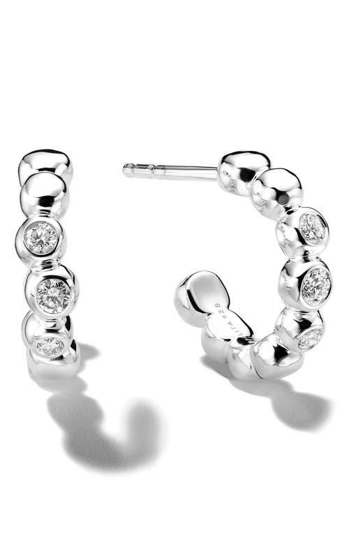 Mini Huggie Hoop Earrings in Sterling Silver with Diamonds Product Image