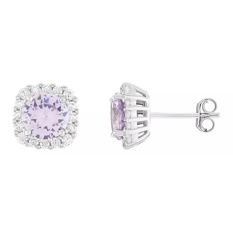 PRIMROSE Sterling Silver Cubic Zirconia Halo Stud Earrings, Women's, June Product Image