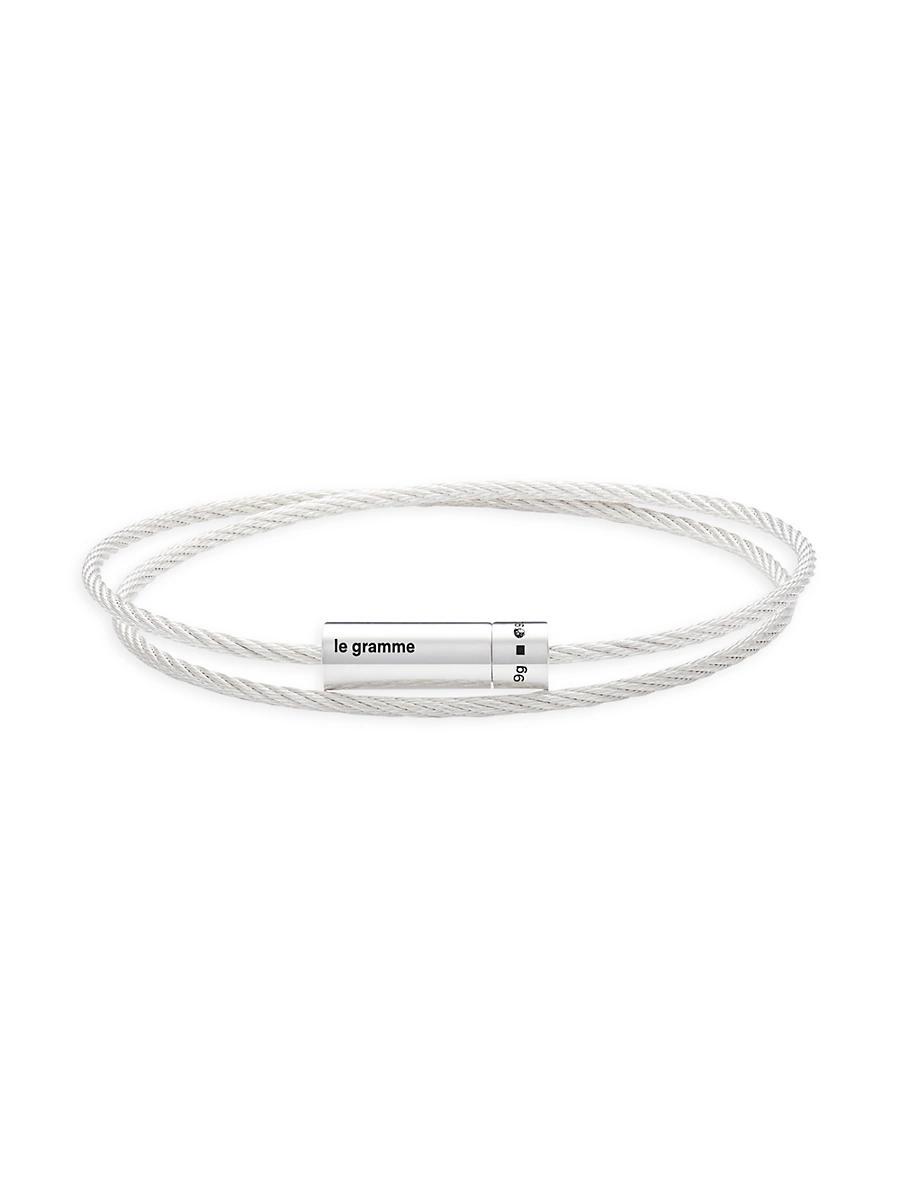 Mens Unisex 9G Polished Sterling Silver Double Cable Bracelet Product Image