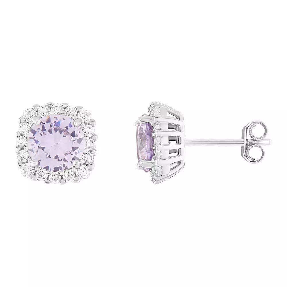 PRIMROSE Sterling Silver Cubic Zirconia Halo Stud Earrings, Women's, June Product Image