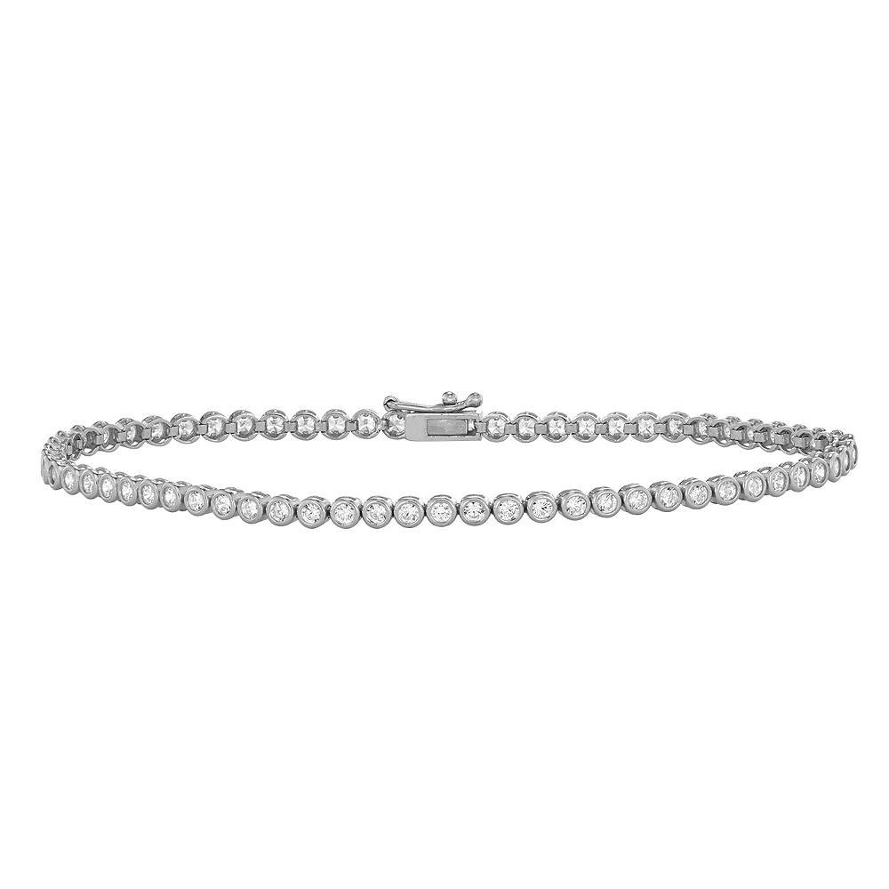 Designs by Gioelli 10k Gold Bezel Set Cubic Zirconia Tennis Bracelet, Women's, Size: 7", White Product Image