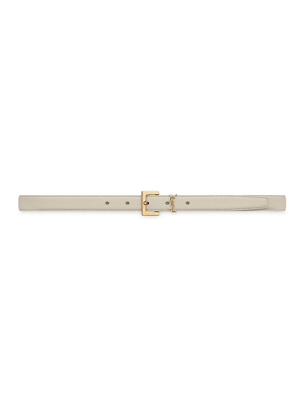 Womens Cassandre Thin Belt with Square Buckle in Smooth Leather Product Image
