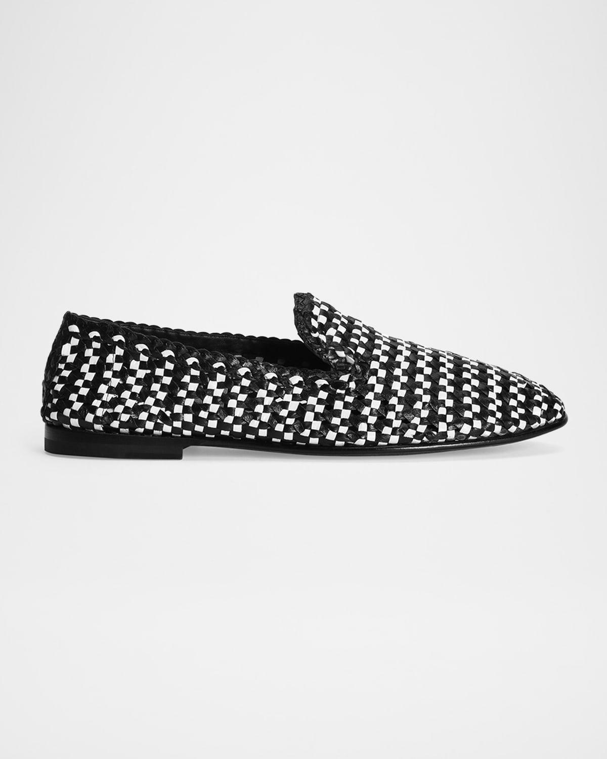 Mens Woven Leather Slippers Product Image