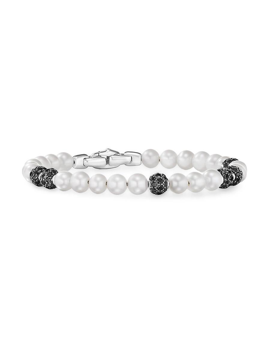 David Yurman Mens Sterling Silver Spiritual Beads Tigers Eye & Cognac Diamond Pave Beaded Bracelet Product Image