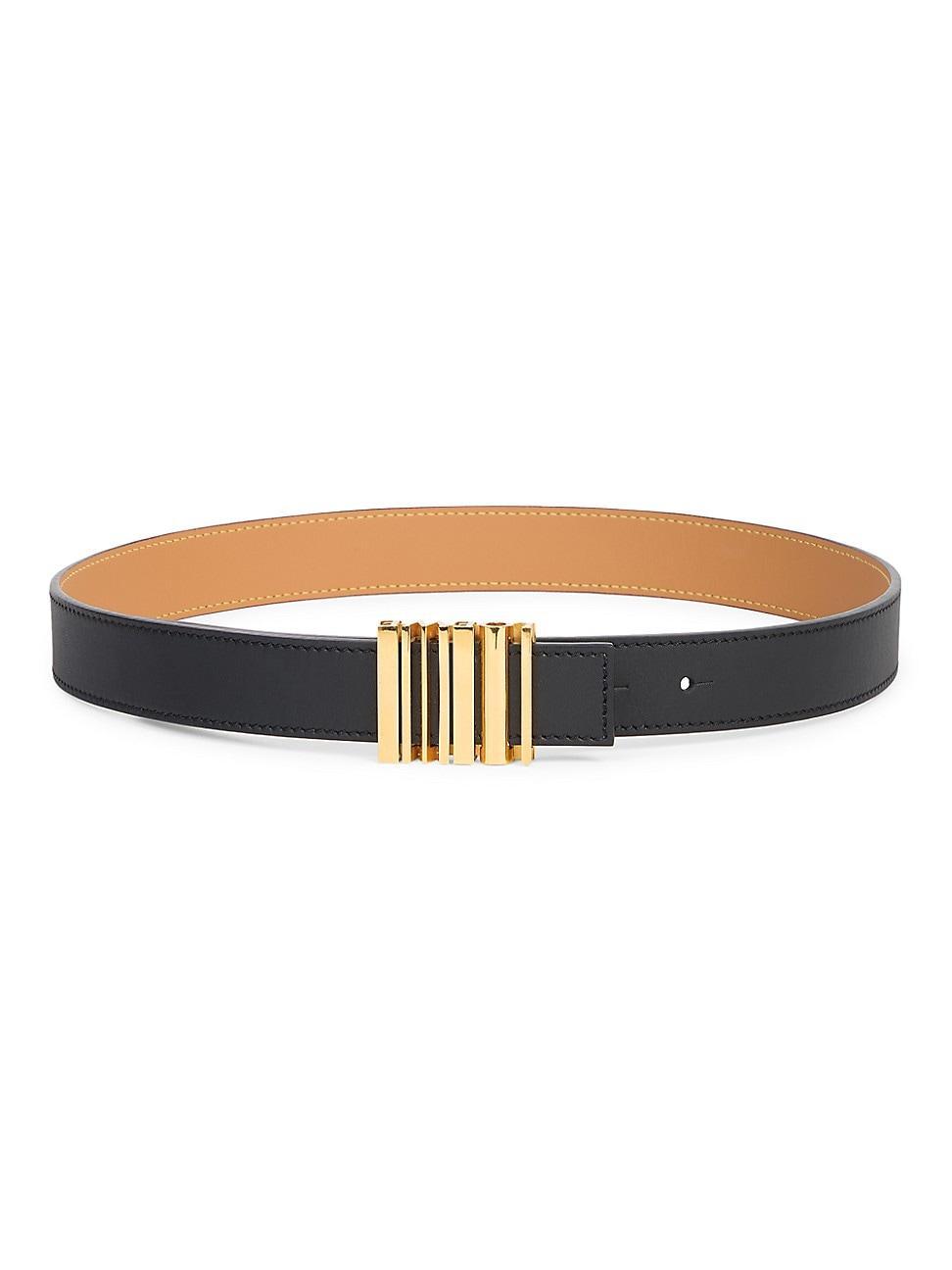 Graphic Buckle Leather Belt Product Image