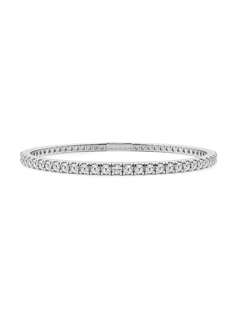Womens 14K White Gold & Round Lab-Grown Diamond Flexible Tennis Bangle/1.00-10.00 TCW Product Image