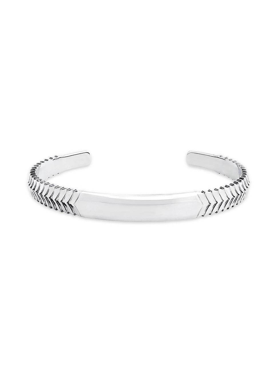 Mens Herringbone Torque Sterling Silver Cuff Bracelet Product Image