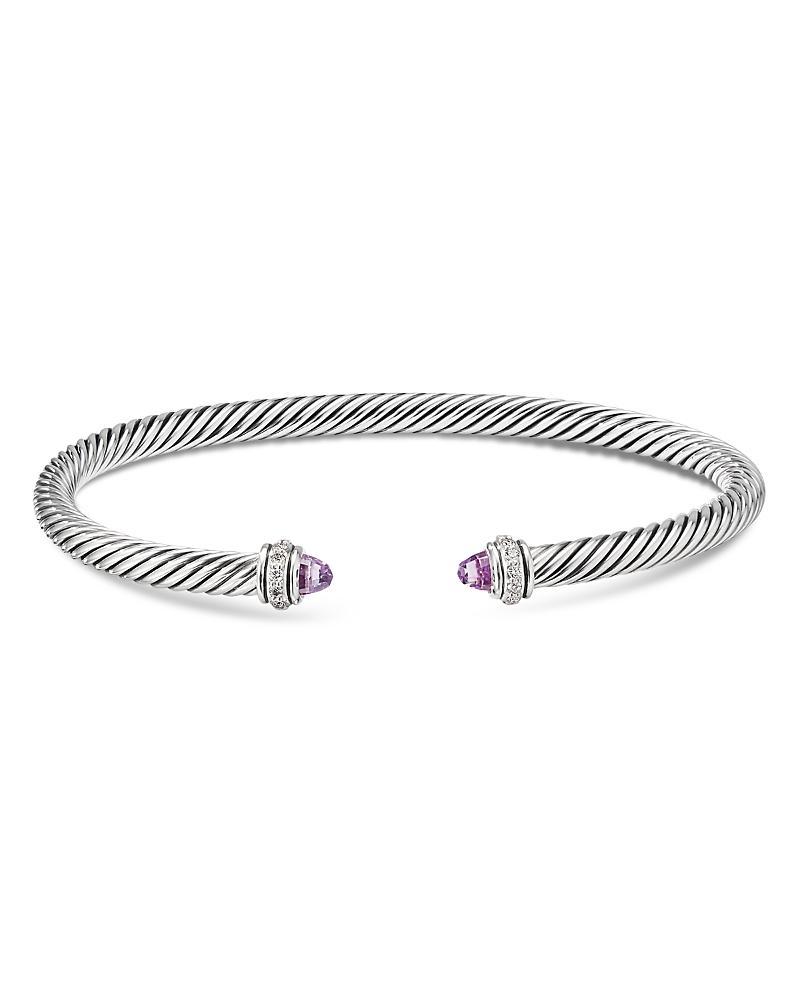 David Yurman Sterling Silver Cable Classic Bracelet with Blue Topaz & Diamonds Product Image
