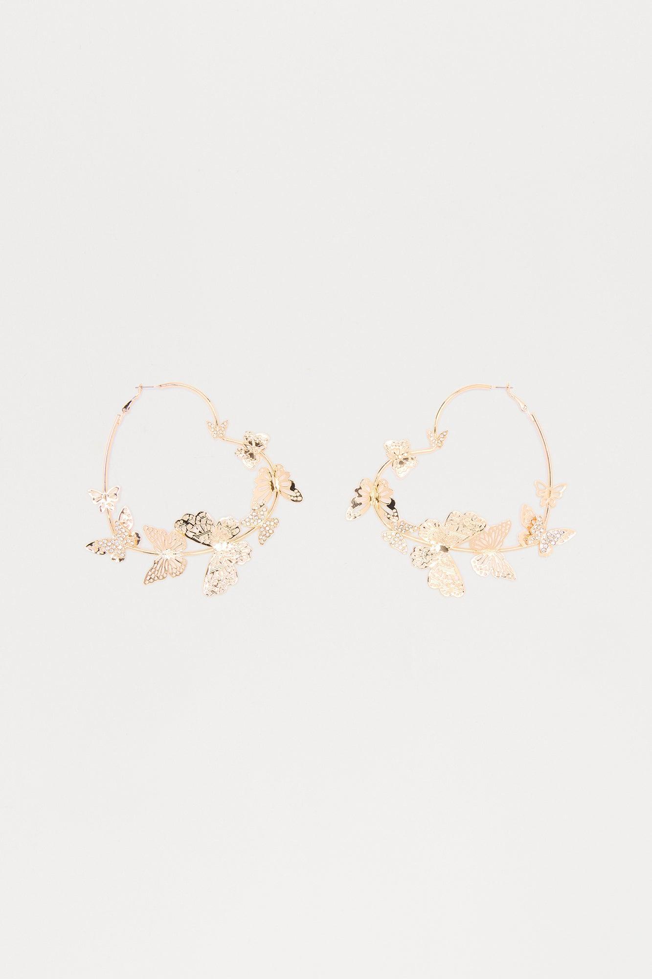 Winged Romance Hoop Earrings - Gold Female Product Image