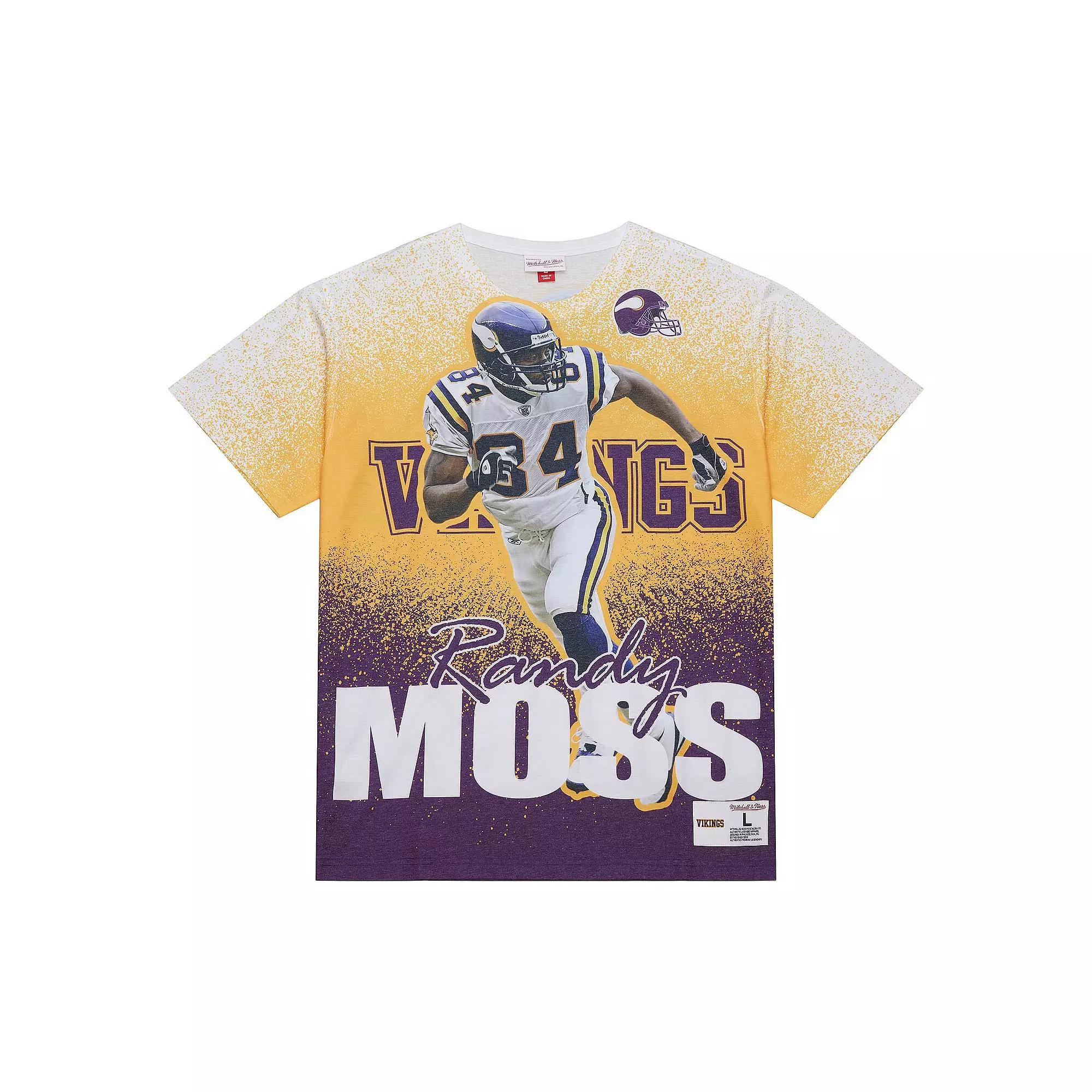 Men's Mitchell & Ness Randy Moss Gray Minnesota Vikings Burst Retired Player T-Shirt, Size: Medium, Grey Product Image
