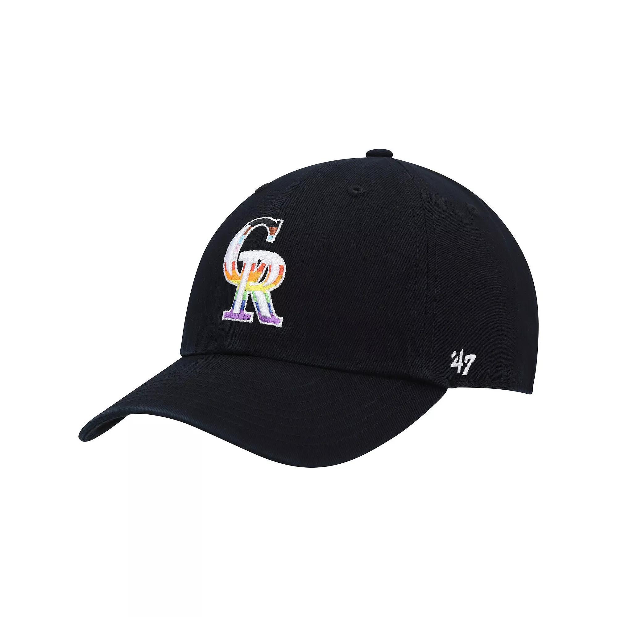 Men's '47  Black Colorado Rockies Team Pride Clean Up Adjustable Hat Product Image