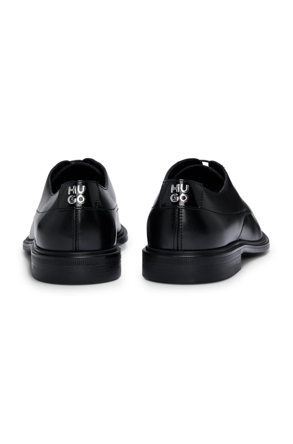 HUGO - Derby shoes in nappa leather with embossed logo - Black Product Image