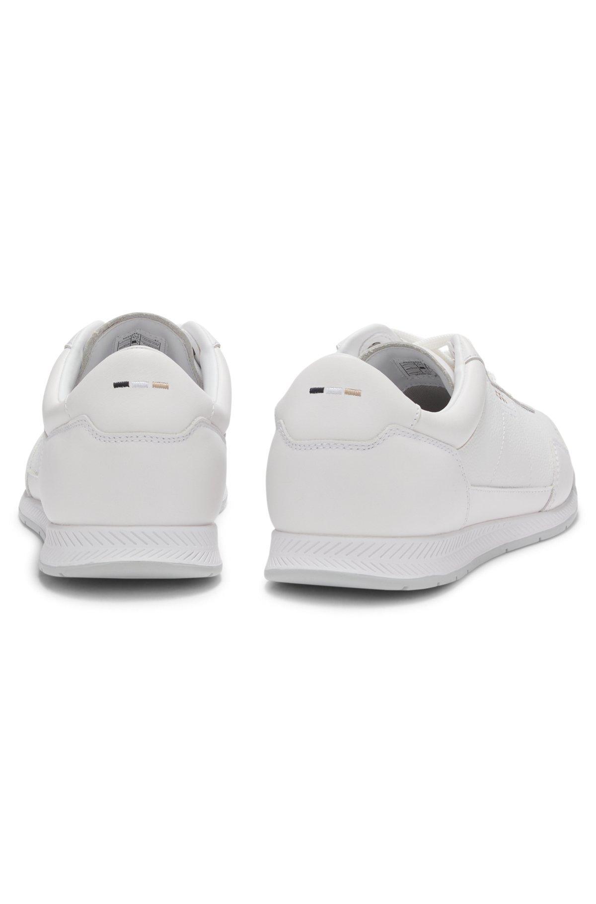 BOSS - Faux-leather trainers with gold-tone branding - White Product Image