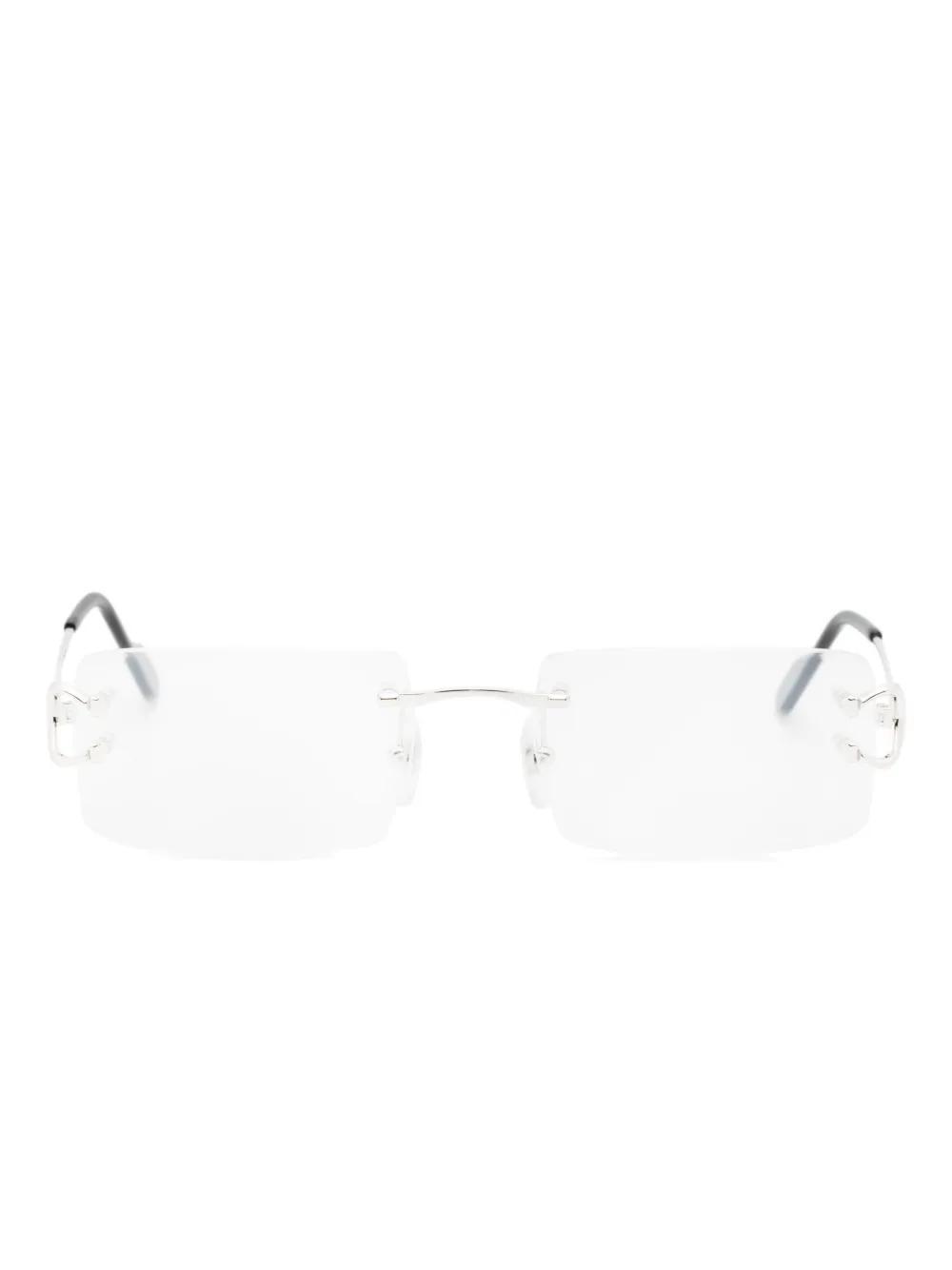 CARTIER C Rectangle-frame Glasses In Silver Product Image