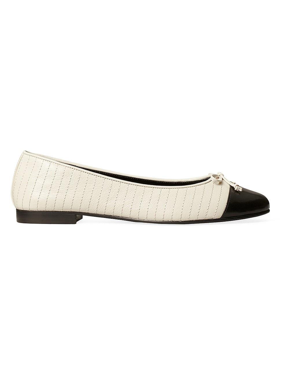 Quilted Bicolor Bow Ballerina Flats Product Image