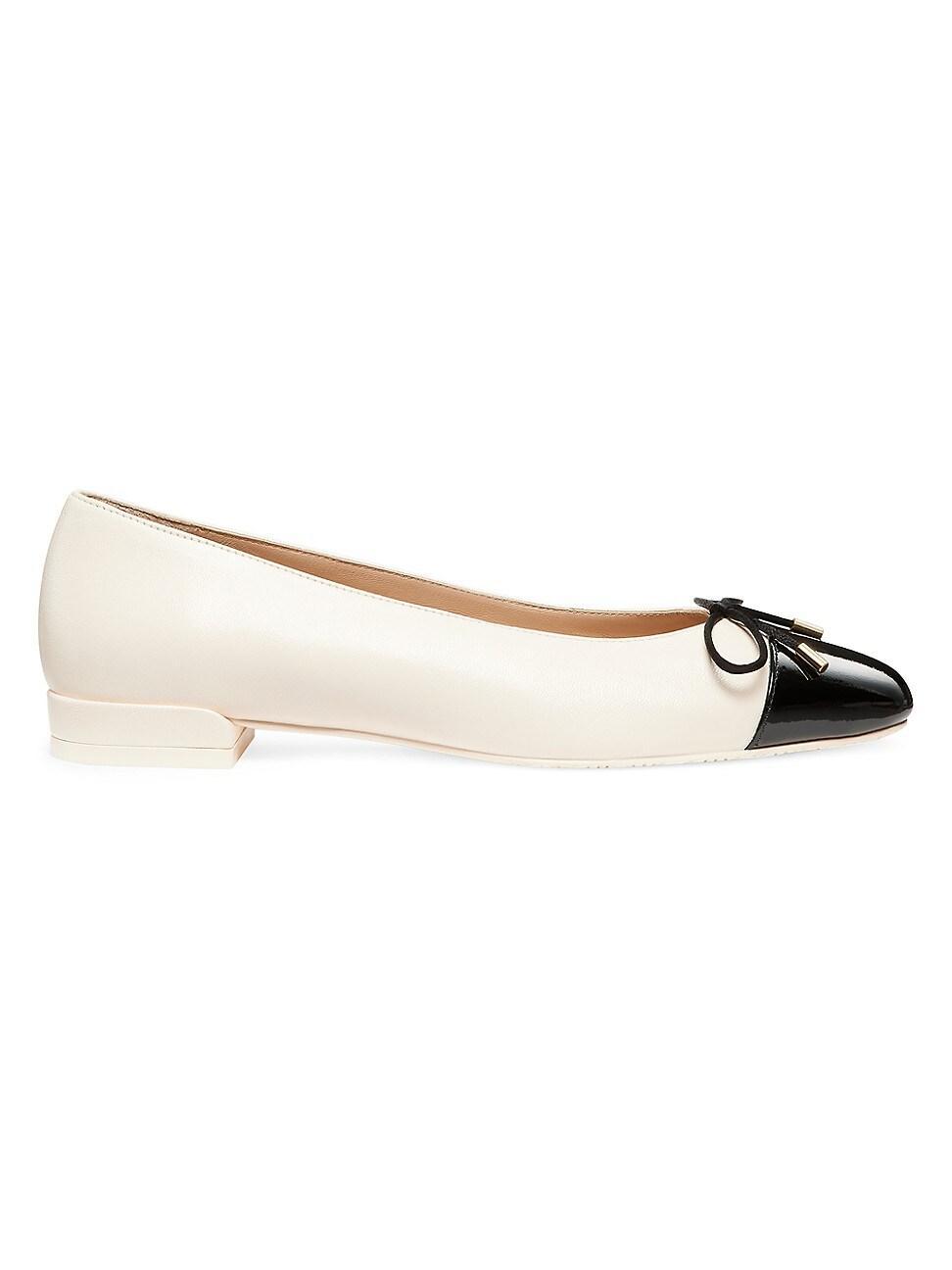 Womens Sleek Bow Leather Ballerina Flats Product Image