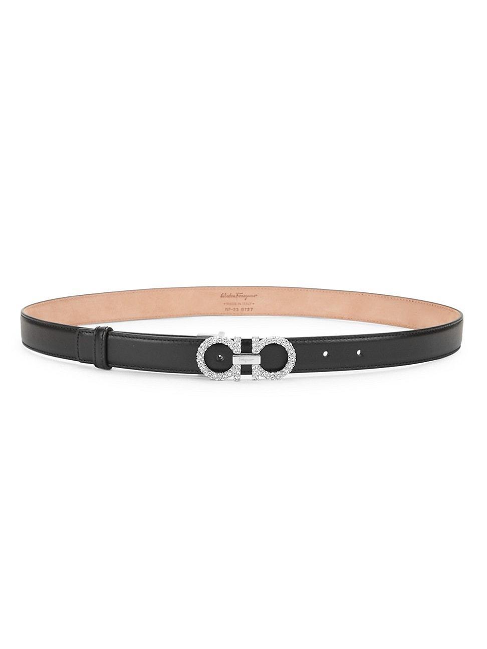 Strass Gancini-Buckle Leather Belt Product Image