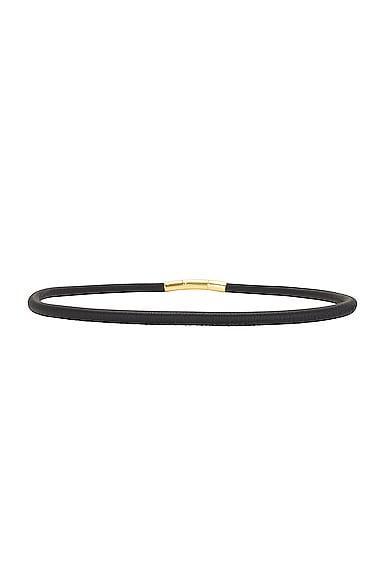 BOTTEGA VENETA Tubular Leather Belt In Black Gold Product Image