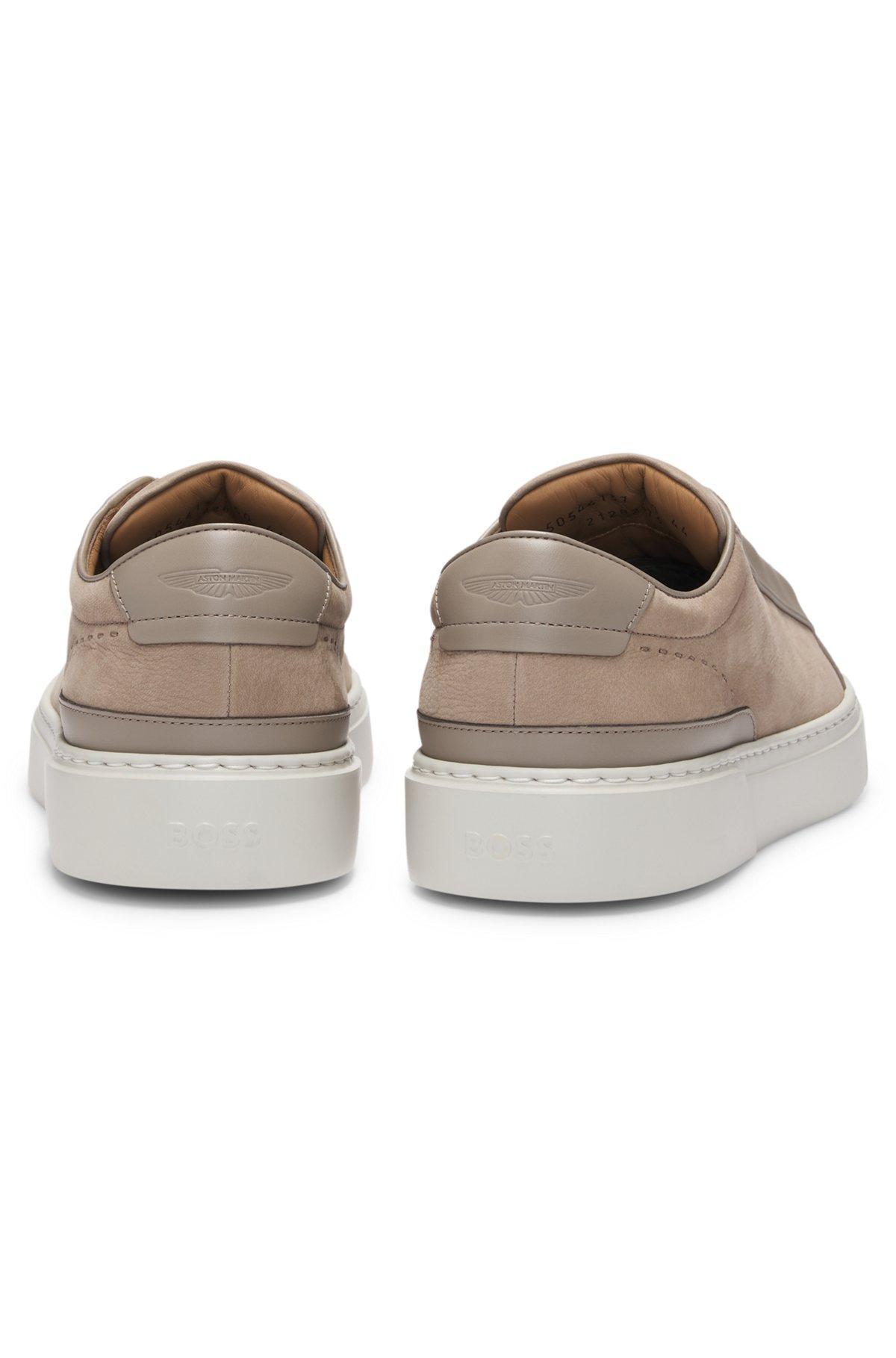 BOSS x ASTON MARTIN grained-leather trainers with hidden laces Product Image