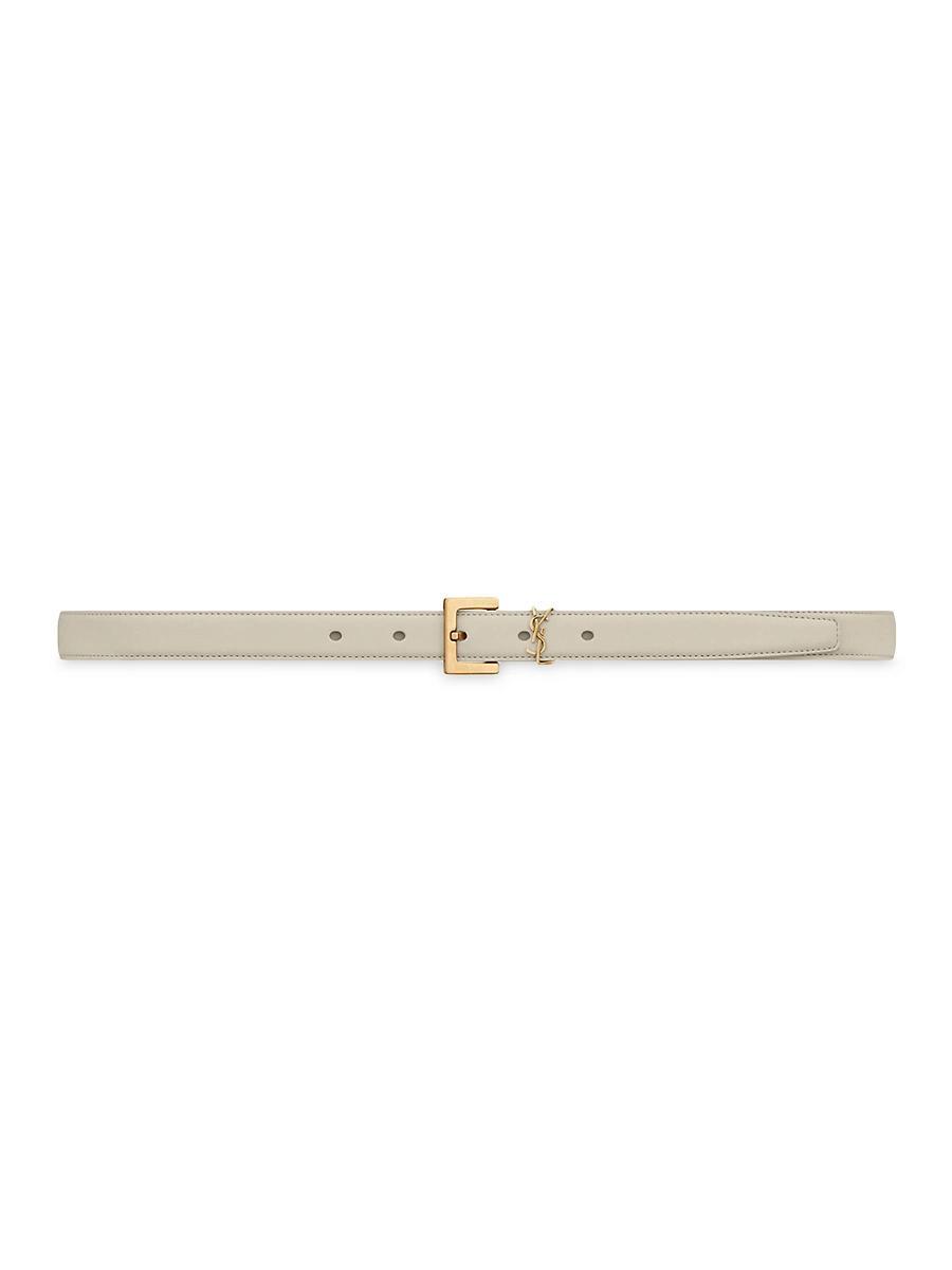 Womens Cassandre Thin Belt with Square Buckle in Smooth Leather Product Image