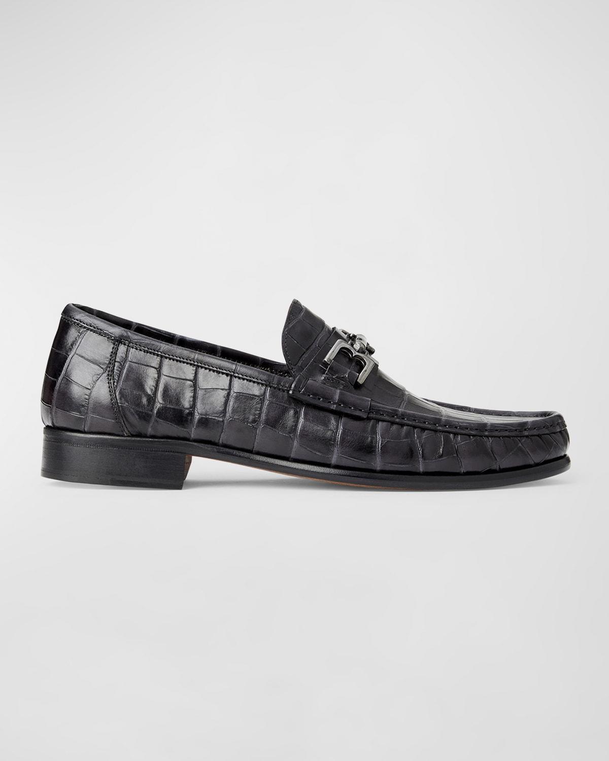 Mens Trieste Croc-Effect Moccasin Bit Loafers Product Image