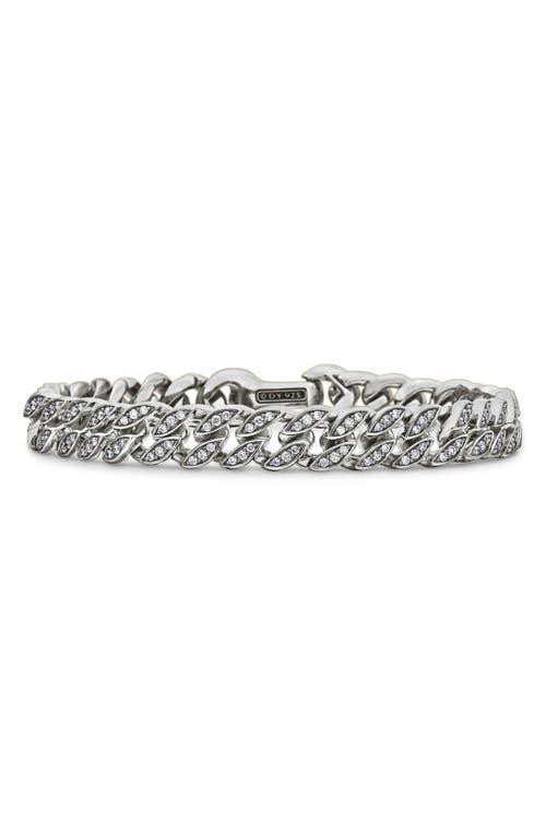 David Yurman Men's Pavé Curb Chain Bracelet in Silver Pave/White Diamond at Nordstrom, Size Medium Product Image