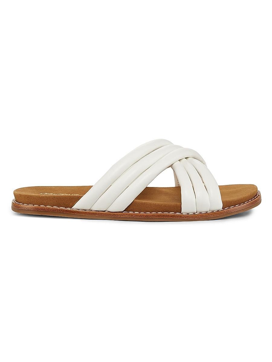 Womens Crisscross Leather Slide Sandals Product Image