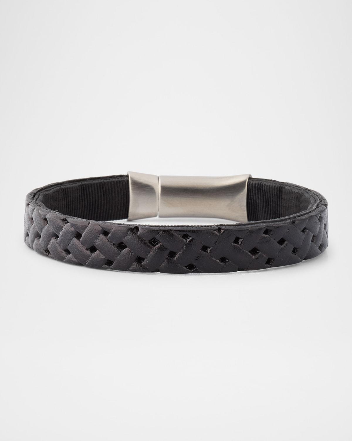 Mens Embossed Braided Leather Bracelet Product Image