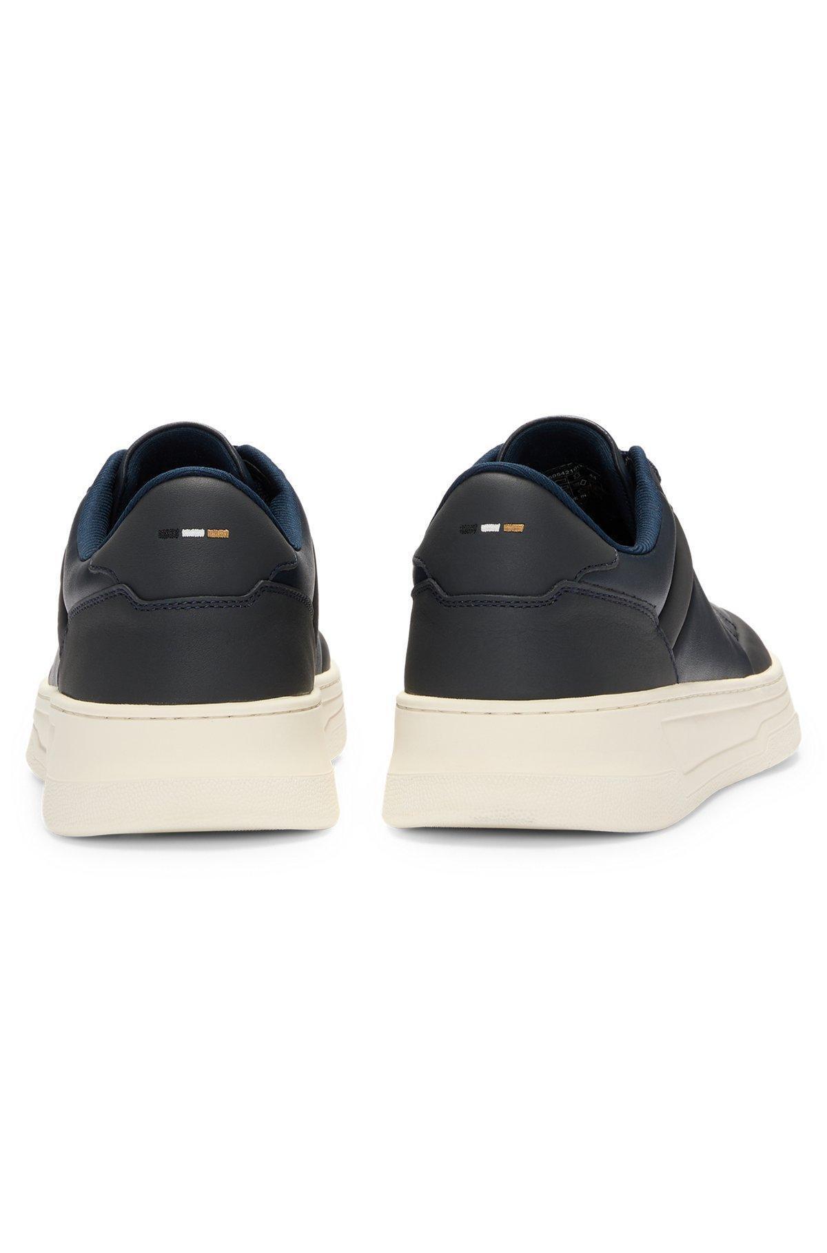 BOSS - Basketball-style trainers in two-tone leather - Dark Blue Product Image