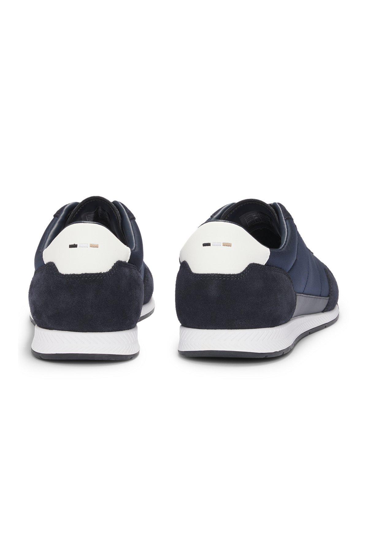 Mixed-material lace-up trainers with suede trims Product Image