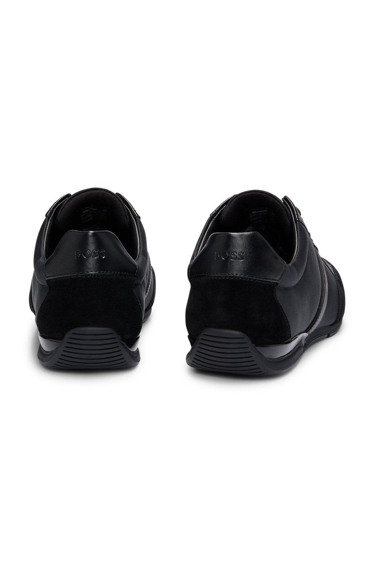 BOSS - Mixed-material trainers with suede and faux leather - Black Product Image