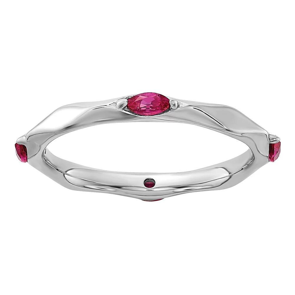 Stacks & Stones Sterling Silver Gemstone Stackable Ring, Women's, Size: 8, Red Product Image