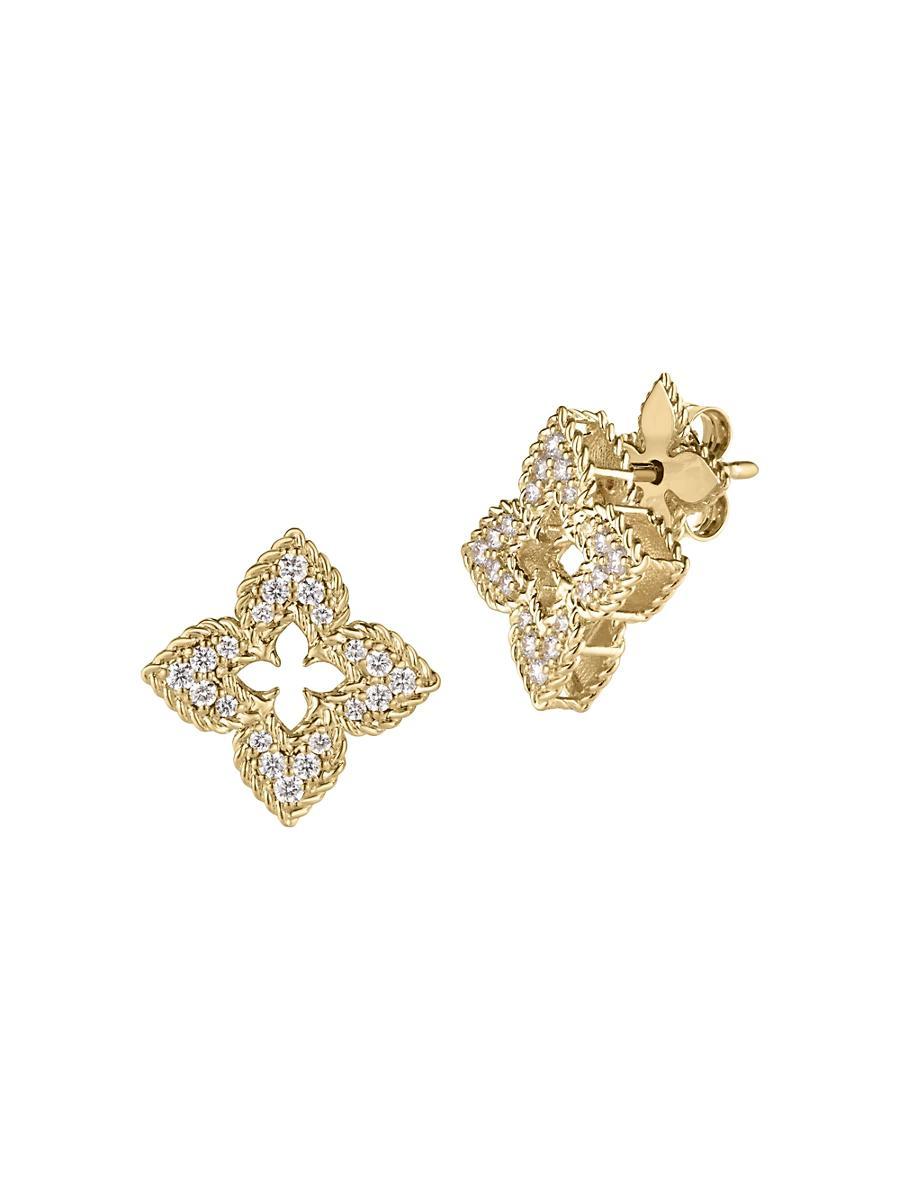 Roberto Coin 18K Yellow Gold Venetian Princess Earrings with Diamonds, 0.3 ct. t. w. Product Image