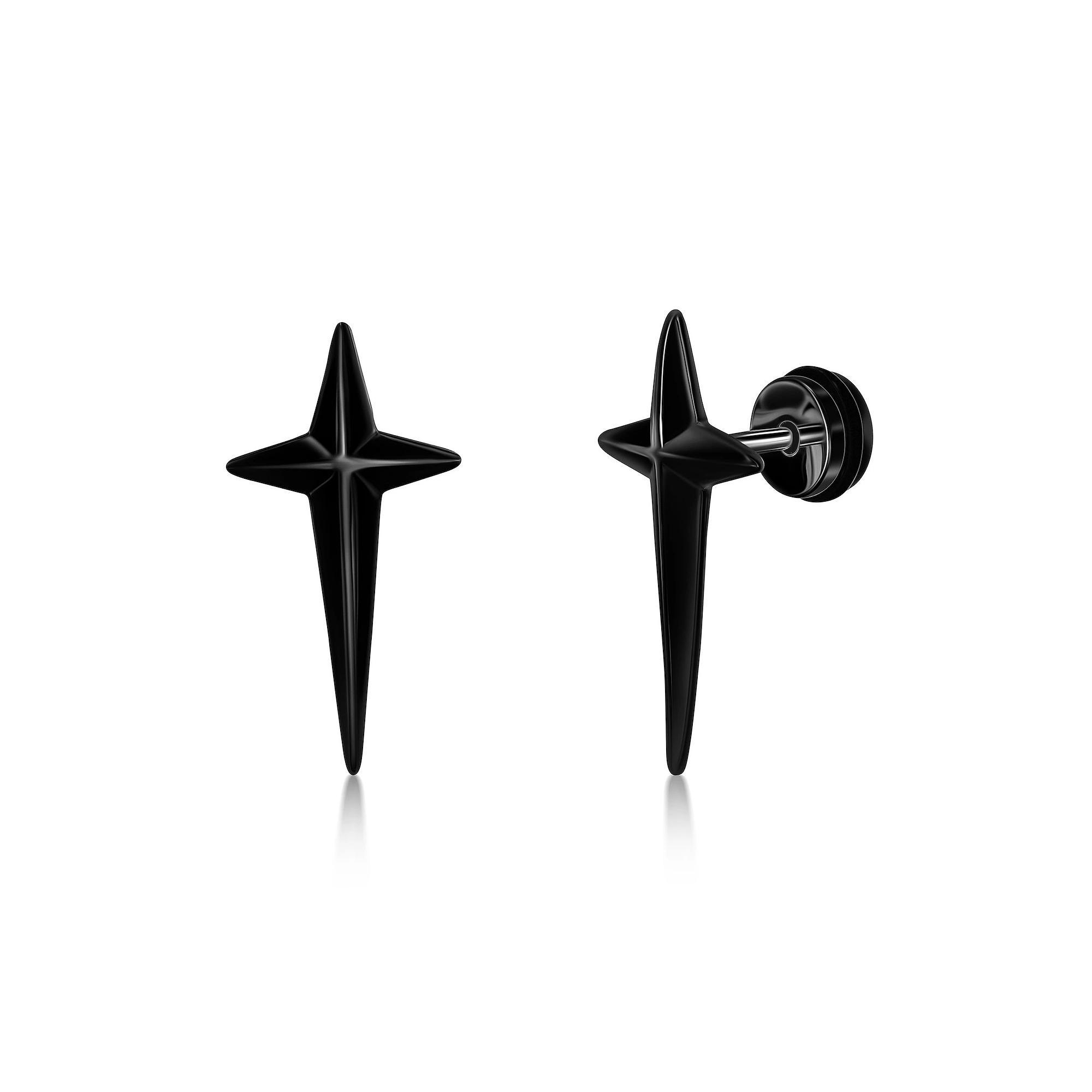 Metallo Stainless Steel Cross Style Earrings, Men's Product Image