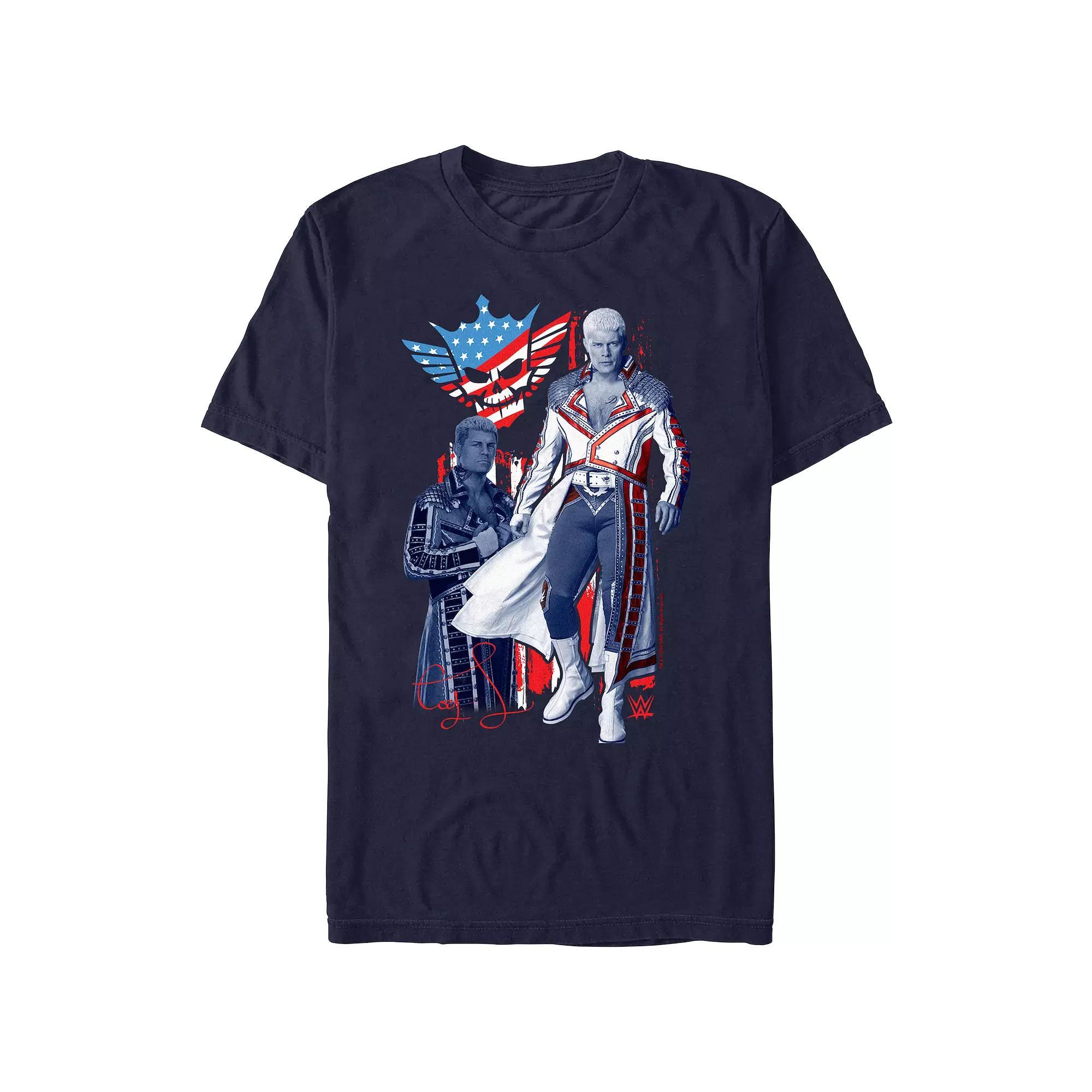 Men's WWE Cody Rhodes Poster Americana Graphic Tee, Size: XS, Blue Product Image