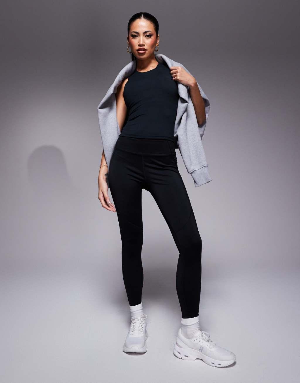 4505 Icon soft touch high neck tank top with inner bra and removable padding in black  Product Image