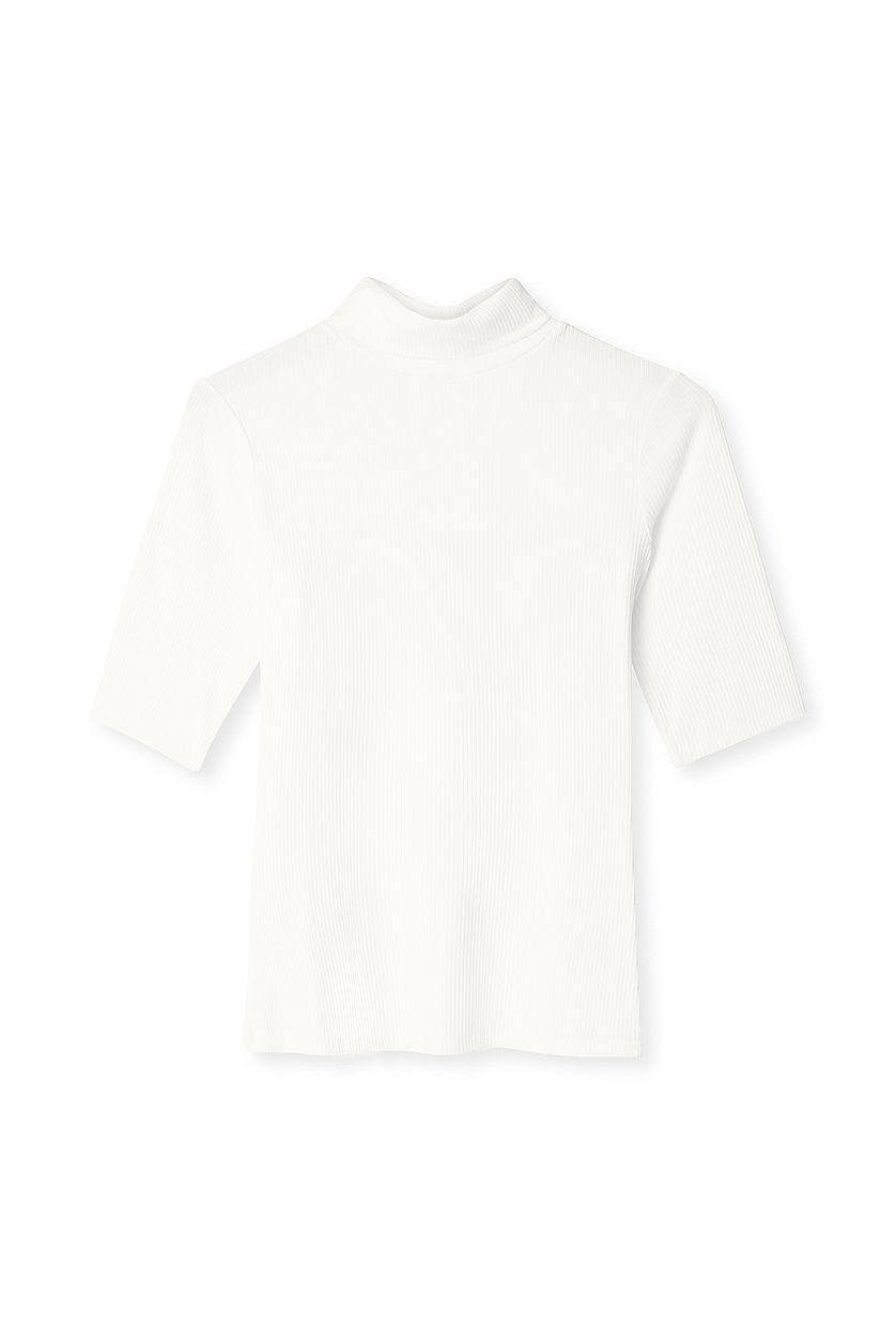 Short Sleeve Rib Collar Top Product Image