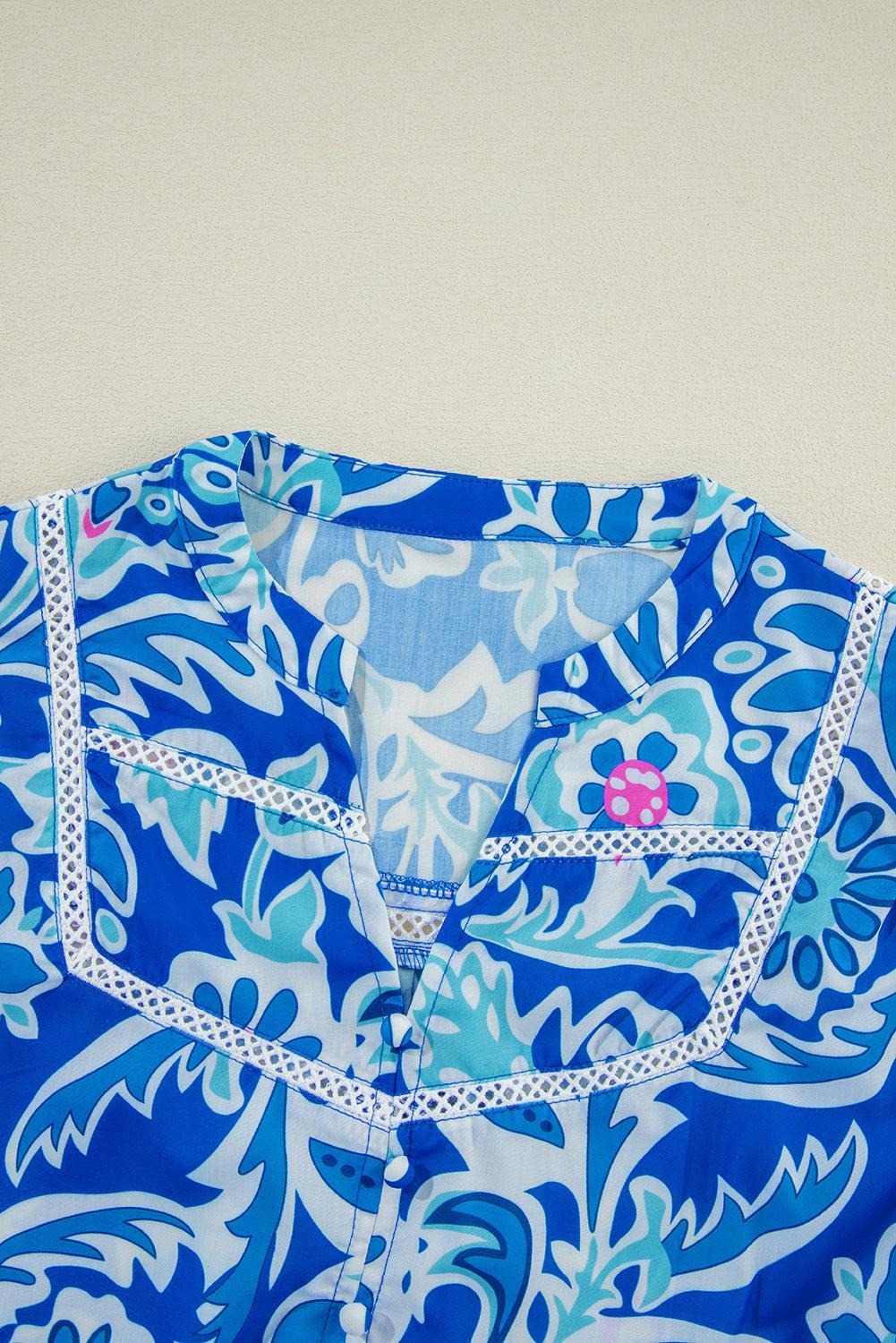 Blue, Pink & White Paisley Print Top Product Image